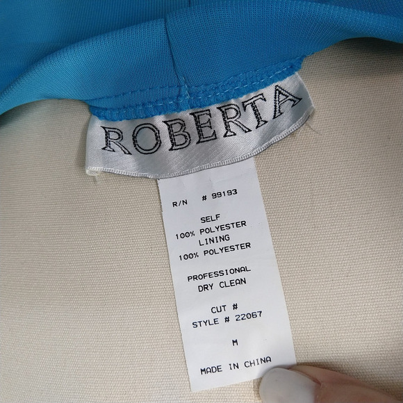 Vintage 90s Y2K Prom Dress Maxi Gown Size S M Blue Strapless Grecian Embellished - Picture 10 of 10